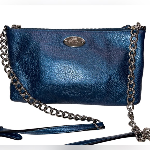 Coach Bags Coach Blue Crossbody Bag Silver Chain And Leather Strap